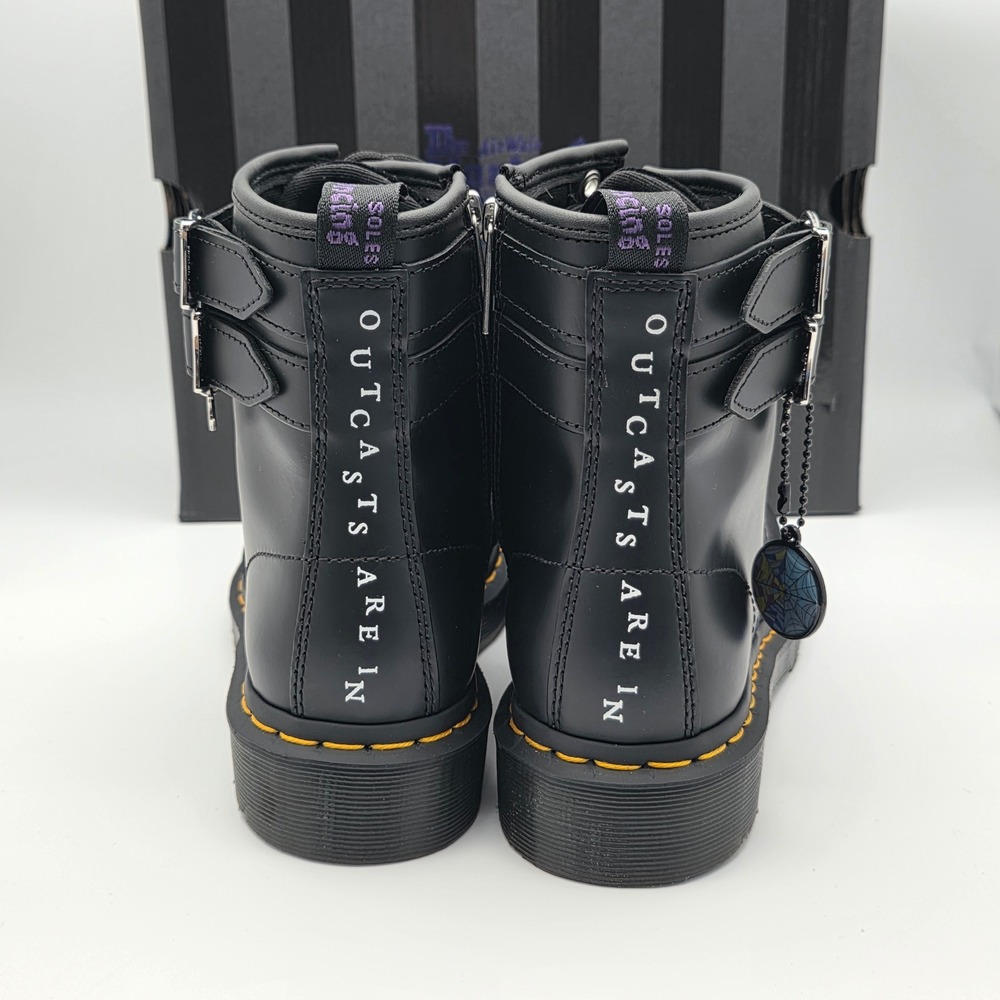 Dr. Martens 1460 Wednesday Addams Boots Womens 7 Mens 6 Black Velvet Buckle Stud - Picture 7 of 16